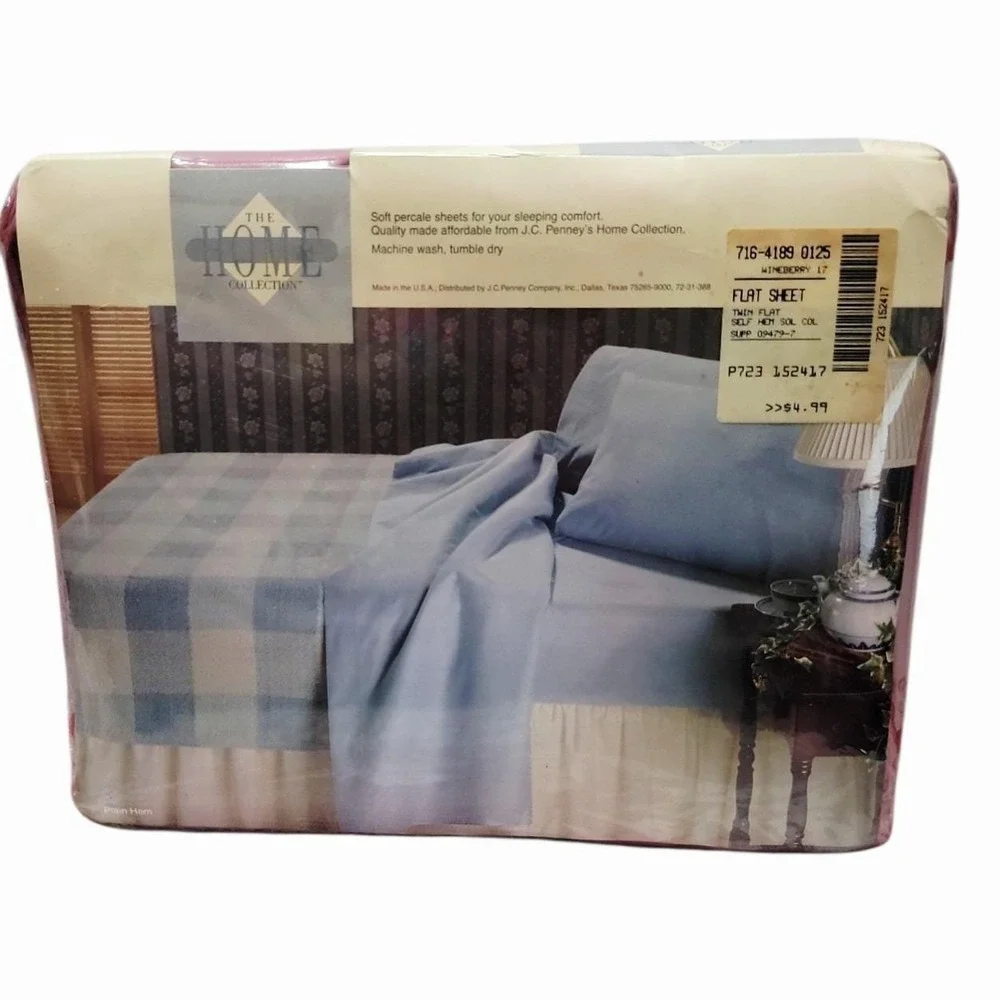 Vintage JCPenney The Home Collection Twin Flat Sheet Wineberry Burgundy NOS